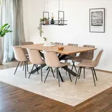 Home Deluxe – Esstisch-set AVENCIA mit 8 Stühlen Ikalo Hellbraun - Farbe: Light Oak, Maße: 200 x 76 x 120 cm, Sternenfuß I Essgruppe Ausziehti... - Braun