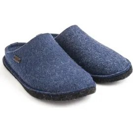 HAFLINGER Soft Filzpantoffeln aus Wollfilz Hausschuh Blau 48 EU