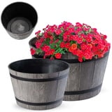 KADAX Blumentopf set, aus Kunststoff, runder, 30 cm + 40 cm, Dunkelgrau