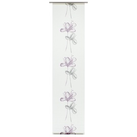 GARDINIA Flächenvorhang Stoff Flower Klettband 60 x 245 cm weiß/lila