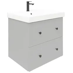 Naturel Forli Badezimmerschrank mit Waschbecken 60x45x46 cm grau matt FORLI60GMUVER