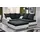 Fun Möbel Ecksofa Sofa NINA inkl.Hocker Weiss / Schwarz Ottomane Rechts - Schwarz