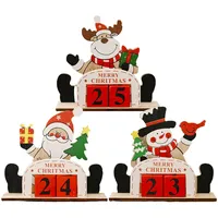 3 Countdown Kalender Würfel aus Holz, Tage Bis Weihnachten Countdown Ornament, Weihnachtsmann/Schneemann/Elch Weihnachts Adventskalender, Countdown zur Weihnachten Dekoration für Tisch Zuhause Büro