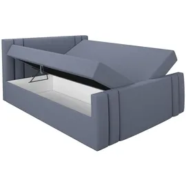 A&J MöbelLand Boxspringbett ALF 160 x 200 mit 2 Bettkästen, Bonell-Matratze und Topper. Farbe: Grau - Grau