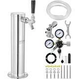 Vevor Kegerator-Turm-Kit, Einzelzapfhahn-Bierumrüstsatz, Edelstahl-Fass-Bierturm-Zapfanlage mit Doppelmessgerät W21.8-Regler und A-System-Fasskupplung, Biertropfschale für Partys zu Hause