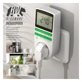 Bearware - Zeitschaltuhr digital - 2,1 LCD-Display 5,3 cm - 3680W - Digital-Zeitschaltuhr mit 10 konfigurierbaren Programmen - Back-Up Reserve-Akku