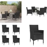 vidaXL 5 tlg. Garten Bistro Set mit Kissen Schwarz Poly Rattan - Garten Bistro Set - Garten Bistro Sets - Bistro Set - Gartenmöbel Set - Schwarz