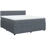 vidaXL Boxspringbett mit Matratze Dunkelgrau 180x200 cm Samt