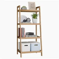 LuxusKollektion Leiterregal Leiterregal Bambus Bücherregal Badezimmer Natürlich 4 Ablagen (99cm H) braun