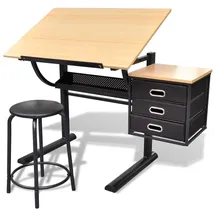 vidaXL Zeichentisch mit neigbarer Tischplatte / Braun