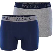 Phil & Co. Berlin 2er-Set: Boxershorts in Dunkelblau | L