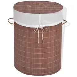 Bambus-Wäschekorb Oval Braun
