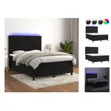 vidaXL Boxspringbett mit Matratze & LED Schwarz 140x200 cm Samt