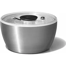 OXO SteeL Salatschleuder aus Edelstahl mit Deckel – zum Waschen und Trocknen von Salat, 1071497