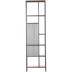 Regal GUTMANN FACTORY "Porto", schwarz (schwarz, natur), B:50cm H:180cm T:30cm, Metall, Massivholz, Regale, im Industrial Design