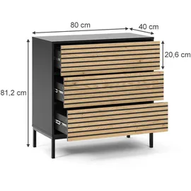 Vicco Eliza 80 x 81,2 cm Honigeiche/Anthrazit
