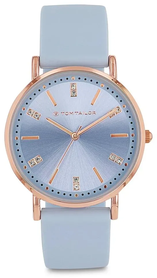 TOM TAILOR Damen Armbanduhr Roségold - Ziffernblatt blau mit 36mm, bunt, Gr. ONESIZE