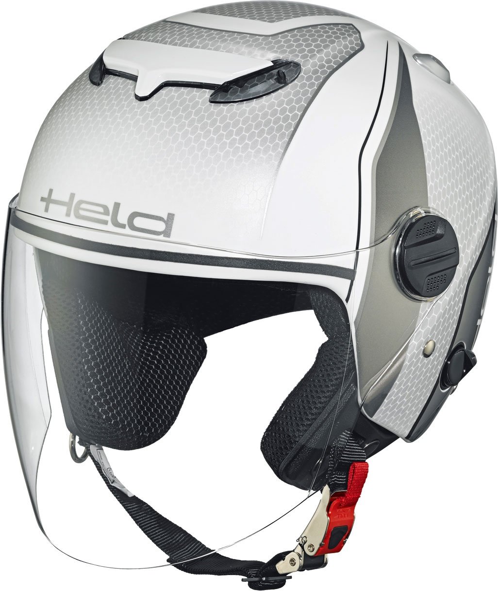 Held Top Spot Dekor 2, casque jet - Mat Blanc/Gris - XS