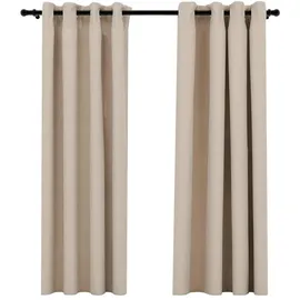 vidaXL Verdunkelungsvorhang Ösen 140 x 175 cm beige 2 St. Leinenoptik