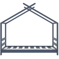 vidaXL Kinderbett mit Himmel Grau 70 x 140 cm Kiefer massiv grau