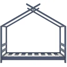 vidaXL Kinderbett mit Himmel Grau 70 x 140 cm Kiefer massiv grau