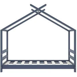 vidaXL Kinderbett mit Himmel Grau 70 x 140 cm Kiefer massiv grau