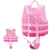 OSHYLE Schwimmweste für Kinder, Kleinkinder, Schwimmflügel, Weste mit Sicherheitsgurt, Auftriebshilfe (Rosa, M(3-6))