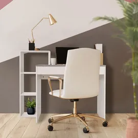 ML-Design Schreibtisch mit Regal, Tischplatte in Beton-Optik, 3 Einlegeböden, 110x72x40 cm, Holz, 2-in-1 System, für Zuh... - Grau, Holzwerkstoff, 40x91x110 Arbeitszimmer, Schreibtische, Bürotische