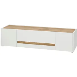 furn.design Lowboard Center Weiß, Eiche Wotan, Holzwerkstoff, Nachbildung,Eiche, Uni, Holz Optik, 1 Schubladen, 170x40x45 cm, Wohnzimmer, Wohnwände, Lowboards, Lowboards stehend