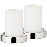 Edzard 2er-Set Kerzenständer Sanremo, ø 10 cm, vernickelt, für Stumpenkerzen ø 8 cm,