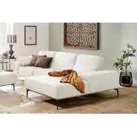 W.SCHILLIG Ecksofa run, Designsofa mit tollem Sitzkomfort, bequem, L-Form, mit Holzsockel, Füße in Schwarz pulverbeschichtet, Breite 319 cm weiß