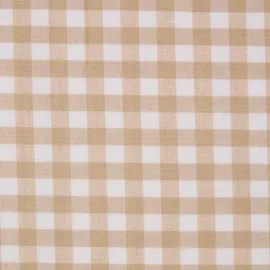 Homescapes Baumwollstoff Meterware kariert Beige/Weiß 150 cm