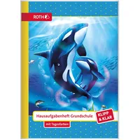 ROTH Klipp&Klar Grundschul-Aufgabenheft mit Tagesfarben, A5, 1 Woche 2 Seiten, Orcas