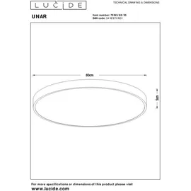 LUCIDE L791856030 LED Deckenleuchte UNAR | 60W integrierte LED-Quelle | Ø 2700K