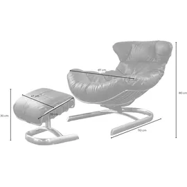 KAWOLA Relaxsessel LORNA Leder 87 x 80 x 87 cm schwarz mit Hocker