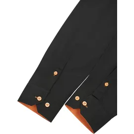 RUSTY NEAL Langarmhemd RUSTY NEAL, Herren, Gr. 4XL, EURO-Größen, orange (schwarz, orange), 60% Baumwolle, 37% Polyester, 3% Elasthan, unifarben, Hemden, mit Krawatte