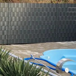 zaun|zu® Sichtschutz Rattan Einzelstreifen für Doppelstabmatten Weiß 2,55m