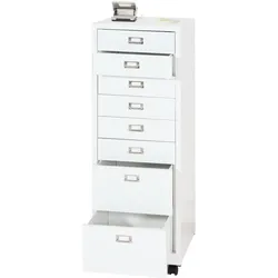 Rollcontainer MCW-L49, Schubladenschrank Stahlschrank Aktenschrank, Metall 115x40x41cm 8 Schubladen ~ weiß