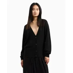 Armani Exchange für Damen. XW000122AF11956UC001 Wollmischung Strickjacke mit Zöpfen schwarz (L), Lässig, Wolle