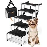 PFOTENKÖNIG Hundetreppe Auto [bis 70kg] - ultraleichte Premium Hunderampe Auto klappbar - Einstiegshilfe Hund Auto sehr stabil und kompakt - Hundetreppe faltbar 55-85cm - Für alle Autos