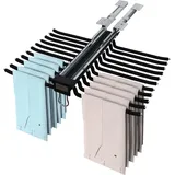 Ausziehbarer Hosenständer Hosenbügel mit 22 Stangen Hosenhalter mit Leise Dämpfungsschienen, Ideal für Hosen, Krawatten und Schals (Schwarz)