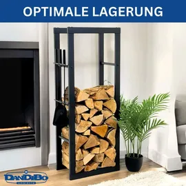 DanDiBo Ambiente DanDiBo Kaminholzregal Innen Metall mit Besteck 96601 Brennholzregal Holzaufbewahrung Kaminholzständer Feuerholzregal