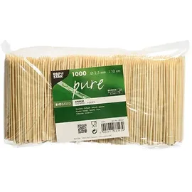 Papstar 1000 Fingerfood - Spieße, Bambus "pure" Ø 2,5 mm · 10 cm