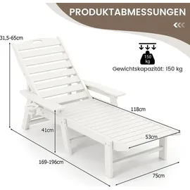 Costway Sonnenliege 4-fach verstellbar 0 x 0 x 0 cm Weiß