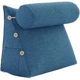 VERCART Keilkissen mit Verstellbarer Nackenrolle, Zurückgelehntes Lesekissen, Bettruhe Rückenkissen, Dreieckiges Lendenkissen, Beinkissen zur