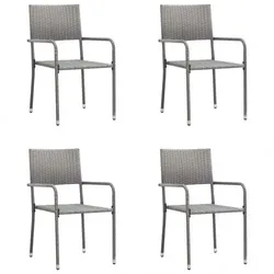 vidaXL Garten-Essgruppe Poly Rattan Garten Möbel : Farbe - Grau, Größe - 5-tlg.