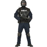 FIESTAS GUIRCA SWAT Kostüm Herren Fasching inkl. SWAT Weste Herren, Sturmhaube, Jumpsuit, Knieschöner - Gr. L 52-54 – SEK Polizei Kostüm Herren