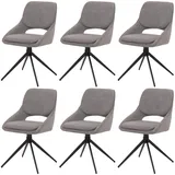Mendler 6er-Set Esszimmerstuhl HWC-N73, Küchenstuhl, drehbar Auto-Return, Stoff/Textil Boucle (540g/m2) Öko-Tex ~ grau