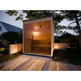 ​SwedHeat Gartensauna Lilly 28mm 196x196cm naturbelassen Glasfront​