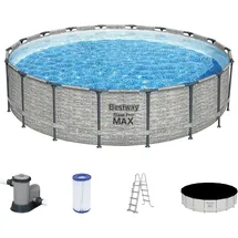 BESTWAY Steel Pro Max Frame Pool Set 549 x 122 cm steinoptik inkl. Filterpumpe